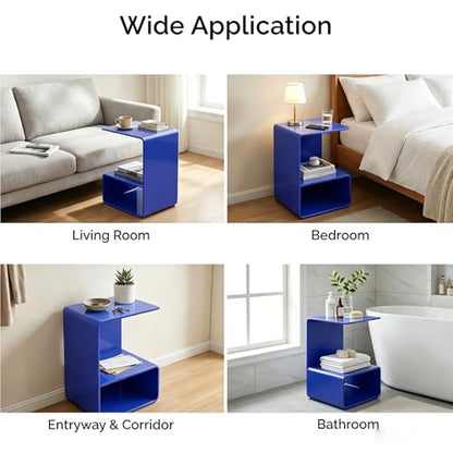Acrylic End Table, 21.6" H C-Shaped End Table, Side Table for Living Room, Bedside Table for Bedroom, Acrylic Clear C Side Table (Blue) - color: Blue