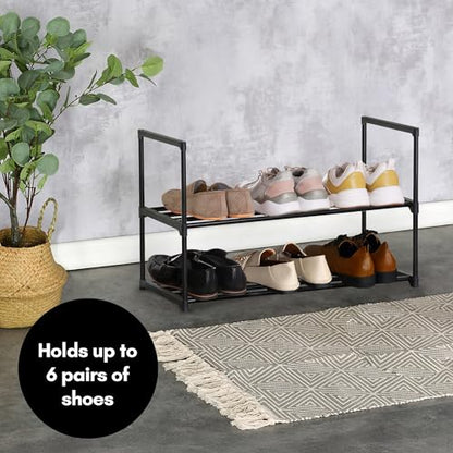 Americanflat 17x26.5 Shoe Organizer - 2 Tier Shoe Rack Storage Shelf with Sturdy Steel Frame - Ideal for Closets, Entryways, or Garages - Space-Saving Design and Easy to Assemble - Black - size: 2-Tier