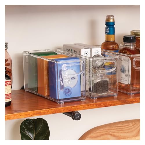 iDesign Plastic Stackable Pantry Bin, Set of 2, Clear | Storage Bin with Handles, For Cabinets or Fridge - style: Pack of 2