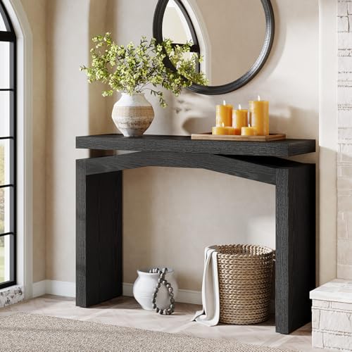 Tribesigns 40-Inch Console Table for Entryway, Farmhouse Sofa Console Behind Couch, Small Entry Table for Hallway, Foyer, Living Room, Black - color: Black
