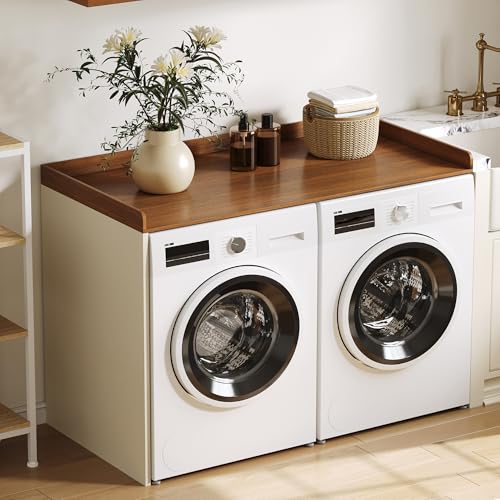 ChooChoo Washer Dryer Countertop, 1-Tier | Laundry Room Topper, Spacious Storage, For Folding Clothes & Efficient Organization, Walnut - color: Walnut, size: 1-Tier