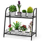 Giantex 2 Tier Metal Plant Stand, Indoor Outdoor Plant Shelf, Flower Rack Display Shelf, Flower Pots Holder with Adjustable Feet for Garden, Balcony, Living Room (2-tier (25'' x 12'' x 24.5''))