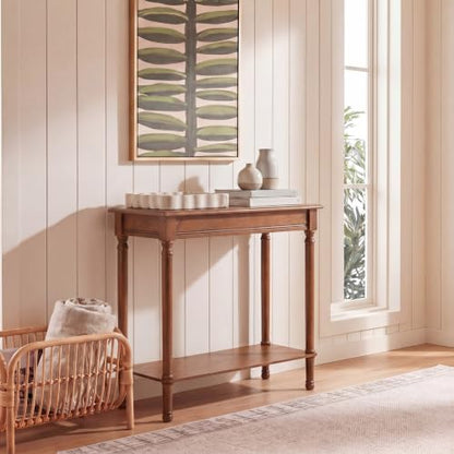 SAFAVIEH Furniture - Tinsley Rectangle Console Table - Brown - Solid Wood - Farmhouse Turned-Leg Design - Ideal for Entryway, Living Room, Hallway, 28"W x 11.75"D x 28"H (CNS5724C) - color: Brown