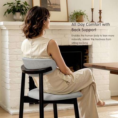 CHUN YI Dining Chairs Set of 8, Upholstered Solid Wood Dining Room Chairs, Mid Century Modern Fabric Kitchen Chairs with Ergonomic Curved Back, Gray (Only Chairs) - color: Grey, size: Set of 8