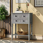 MTHOUSE Solid Wood Narrow Console Table, Entryway Table for Hallway & Living Room, Slim Sofa Table with 3 Drawers & Shelf, Easy Assembly Storage Furniture (Gray Wash) - color: Gray Wash