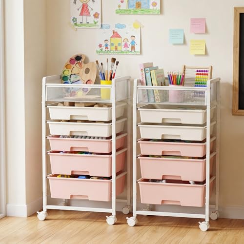 Rolling Craft Cart with 5 Drawers, Art Craft Organizers and Storage with Lockable Wheels, Rolling Utility Cart for Organizing Arts and Crafts,Yarn,Toy, School Supplies, Nail Product, Sewing Supplies - size: 5-Drawers(1 PacK)