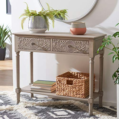 SAFAVIEH Home Collection Josie Greige 2-Drawer Console Table - color: Greige