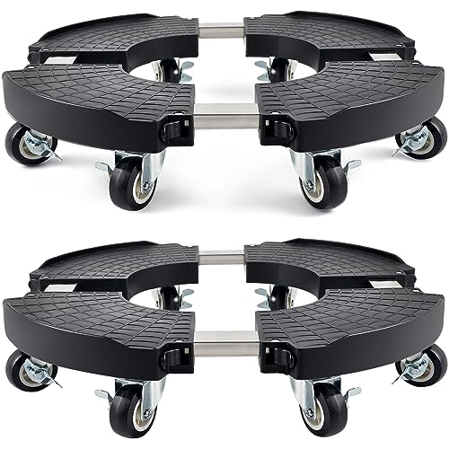 TreeGun 2 Pack Plant Caddy with Wheels Heavy Duty with 8 Lockable Casters, Rolling Plant Stand Adjustable for 8inch-22inch Outdoor Indoor Large Plant, Plant Stand with Wheels 500lbs Capacity - size: 2 PACK