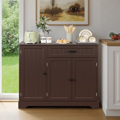 Ahomly Buffet Cabinet, Coffee Bar, Sideboard Cabinet with Internal Storage Shelf for Dining Room, Kitchen, Living Room, Kitchen and Laundry Room, Dark Brown - color: Dark Brown