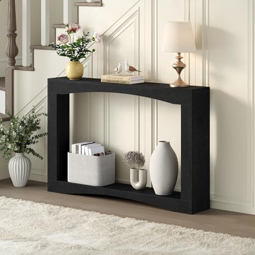 Narrow Console Table, 5.9'' Thin Entryway Table, Behind Couch Table for Small Spaces, Small Farmhouse Hallway Table, for Living Room, Hallway, Foyer, Black CT19BK - color: Black