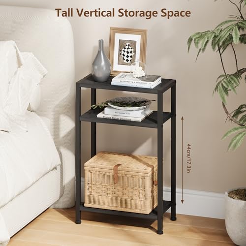 Heybly Small Narrow Side Table for Small Space, Thin Bedside TableHET006BK1 | Thin Bedside Table, Slim Sofa Table, 26.4" Tall Nightstand, Couch Table for Living Room, Bedroom, Balcony, Black - color: Black-adjustable Height