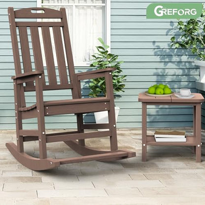 Patio Side Table, Small Rectangular HDPE Adirondack End Table for Outdoor Use in Pool, Garden, Lawn, Backyard,Brown - color: Brown