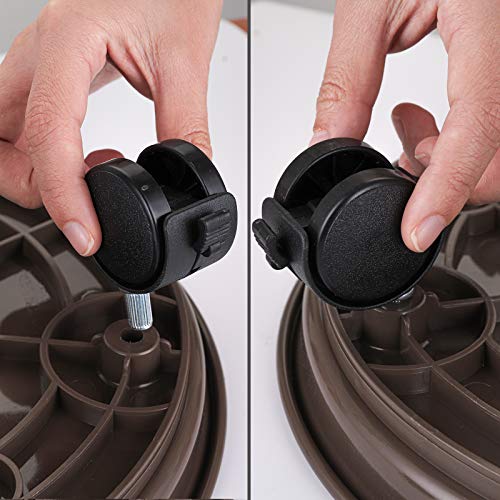 Fasmov 3 Pcs Plant Pallet Caddy Plant Stand Round Flower Pot Mover, Plant Pot Pallet Dolly Caster with Universal Wheels (Brown) - color: Brown
