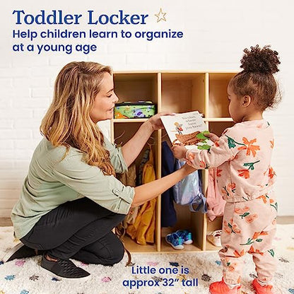 ECR4Kids Streamline 3-Section Toddler Coat Locker with Cubby Storage, Kids Furniture, Natural - color: Natural