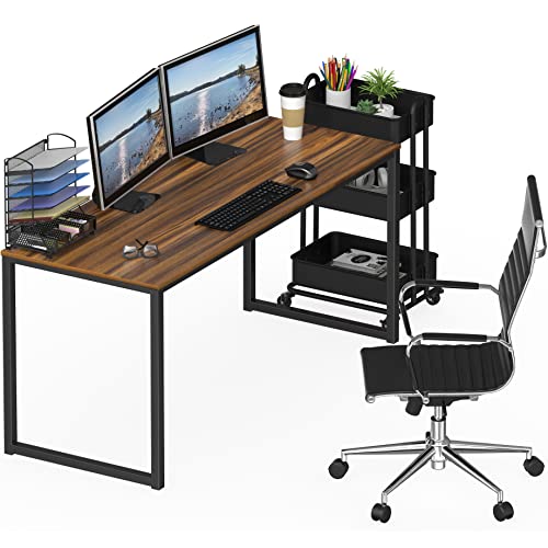 SHW Mission 55-Inch Home Office Computer Desk, Walnut - color: Walnut, size: 55-Inch