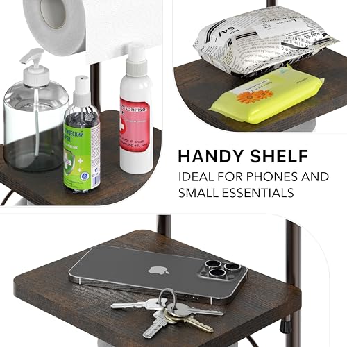Simple Houseware English Style Toilet Paper Stand Holder w/Woodtop, Bronze | 4 Paper Rolls, 8.5" x 8.75" x 29.2" - color: Bronze, size: Wood Shelf - 29.2''H
