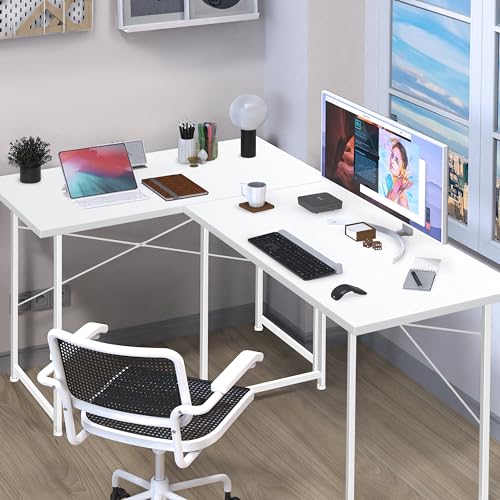 Small Space Writing Desk with Headphone Hooks, Modern Simple Design, Suitable for Study, Home Office and Living Room - color: Basic White, size: 40 Inch