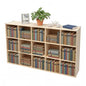 15 Cube Shelf Bookcase, 59" Wide Farmhouse Storage Organizer, Solid Wood Open Cube Low Bookcase, 3-Tier Wooden Cubby Bookcases, Floor Standing Display Cabinet for Home Office (15 Cubes)