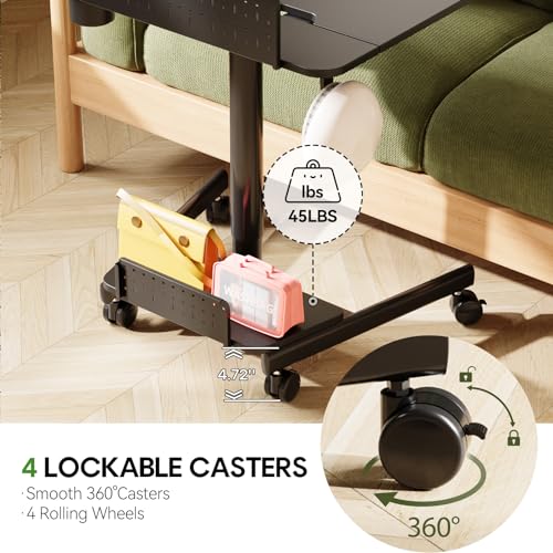 JOY worker Mobile Standing Desk, Rolling Tilt Adjustable Laptop Desk, Black | 28" Partial 60° Tiltable MDF Board, Height Adjustable, DIY Pegboard & Storage Base, 4 Lockable Wheels, Home Office Classroom - color: Black