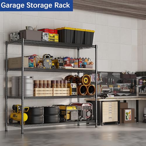 REGILLER 4-Wire Shelf Adjustable Heavy Duty Storage Shelves,Metal Organizer Wire Rack for Laundry Bathroom Kitchen Pantry Closet Garage Shelving(Black,24" Dx59.6 Wx72.2 H) - size: 4tier 24"D x 59.6"W x 72.2"H