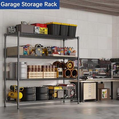 REGILLER 4-Wire Shelf Adjustable Heavy Duty Storage Shelves,Metal Organizer Wire Rack for Laundry Bathroom Kitchen Pantry Closet Garage Shelving(Black,24" Dx59.6 Wx72.2 H) - size: 4tier 24"D x 59.6"W x 72.2"H