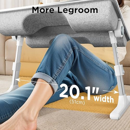 FoldWise 2-in-1 Lap & Bed Desk with Soft Cushions - Adjustable Height & Angle, Foldable Laptop Stand for Bed & Couch - Wrist Rest, iPad Holder, Stopper & Non-Slip Leather - Bed Table for Adults & Kids - color: Gray