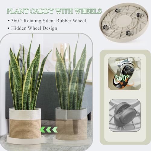 2 Pack Plant Caddy with Wheels,12" Rolling Plant Stand 165 LBS Heavy Duty with Hidden 360 ° Rotating Silent Wheel Wheels for Outdoor Indoor Large Plant Pots, Flower Pot, Patio - size: 12"-(2 Pack)