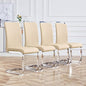 Baysitone Modern Dining Chairs Set of 4, Side & Kitchen Chairs with Silver Frame, Faux Leather Padded Seat High Back, for Dining, Kitchen & Living Room - Beige - color: Beige, size: Set of 4