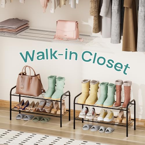 viewcare Shoe Rack for Closet, 2-Tier Small Shoe Rack for Entryway & Garage, Sturdy Metal Construction, Shoe Organizer Holds 4-8 Pairs - size: 2-Tier(M)