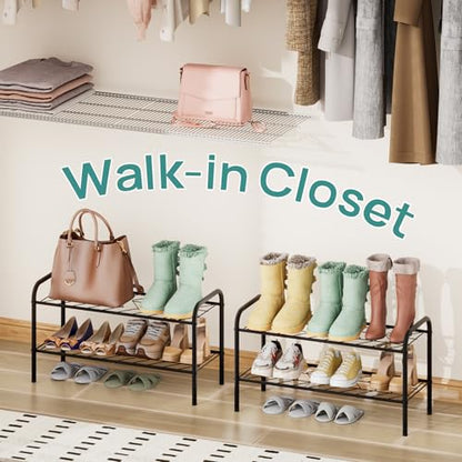viewcare Shoe Rack for Closet, 2-Tier Small Shoe Rack for Entryway & Garage, Sturdy Metal Construction, Shoe Organizer Holds 4-8 Pairs - size: 2-Tier(M)