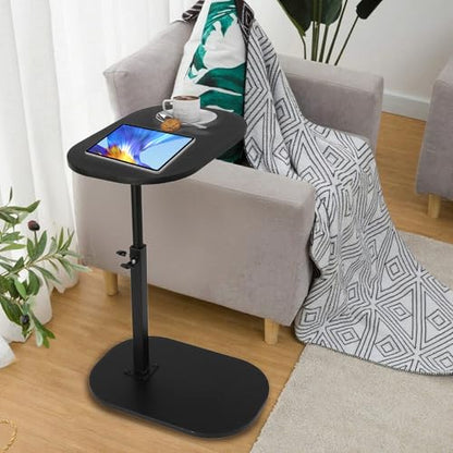 Side Table TV Tray for Couch,Height Adjustable 360° Swivel C Shaped End Table for Small Spaces,Bedside Bathroom Living Room (Black) - color: Black
