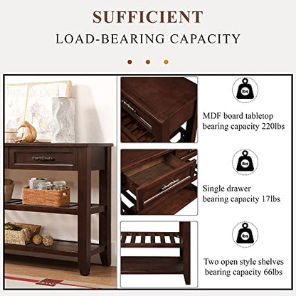 Knocbel Entryway Console Table with 2 Storage Drawers and 2 Lower Shelves, Entrance Hallway Foyer Behind Sofa Couch Table, Easy Assembly (Dark Coffee) - color: Dark Coffee
