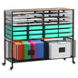 EasyPAG Rolling Cart with 2 Storage Drawer, Under Desk Filling Cabinet with Mail Sorter, Pull Out Hanging File Rack for Letter Size Folders, Mobile Utility Craft Cart for Home Office, Black - size: Flexible Slots+2 Drawer