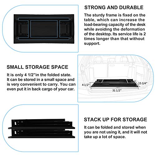 Need Folding Desk - 31 1/2" No Assembly Foldable Small Computer Table,Sturdy and Heavy Duty Writing Desk for Small Spaces, Black&Black Frame - color: Black & Black Frame, size: 31.5inch