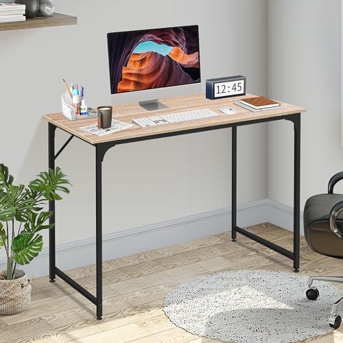 BLKMTY 47" Computer Desk, Home Office Writing Desk Wood PC Study Table Work Desks Modern Simple Style Laptop Table with Metal Frame and Smooth Tabletop for Workstation Bedroom, Nature - color: Nature, size: 47 Inches