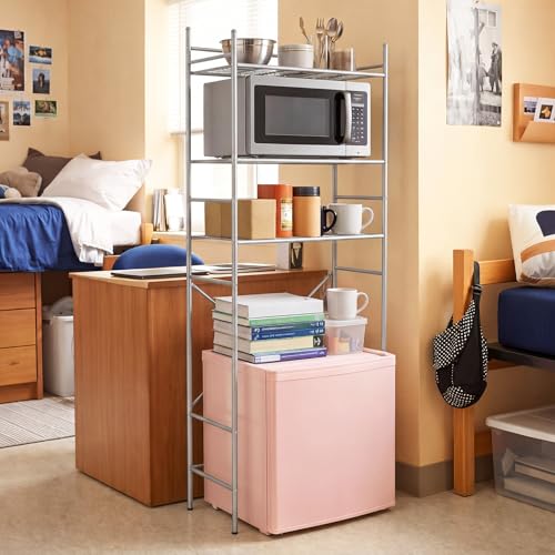 Wesiti 3 Tier Mini Fridge Shelf for Dorm Sliver Mini Microwave Stand | Over the Fridge Metal Storage Shelves Rack for College Dorms Kitchen Bathrooms Home Office