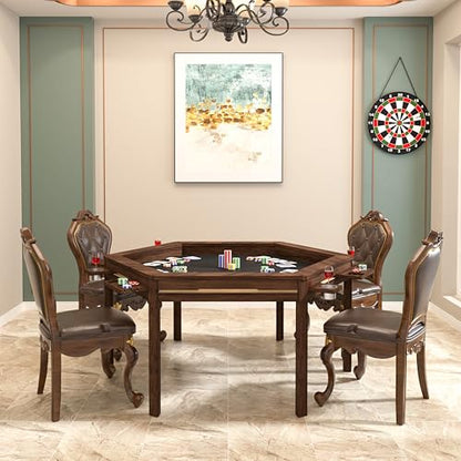 Yardenaler Board Game Table with Removable Table Top, Gaming & Dining Table for 4 to 6 Players,Includes Leatherette Play Mat, Detachable Sliding Cup Holders & Detachable Sliding Trays - size: 31.1” L x 31.1” W x 30.1” H