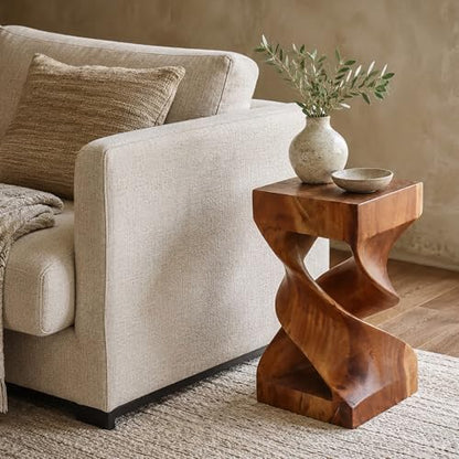 Rutledge & King Kinsale Wood End Table - Unique Wooden Side Table - Mid Century Side Table - Saur Wood - Small Accent Table - Mid Century Modern Decor - color: Natural, style: Kinsale