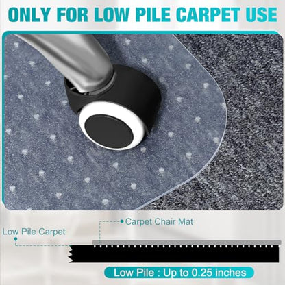 2 Pack Office Chair Mat for Carpets, 48" x 36" Clear Heavy Duty Plastic Floor Protector for Low Pile Carpeted Floors, Under Desk Computer Chair Mat for Home Office, Easy Glide and Flat Without Curling - size: 2PCS 48" X 36"