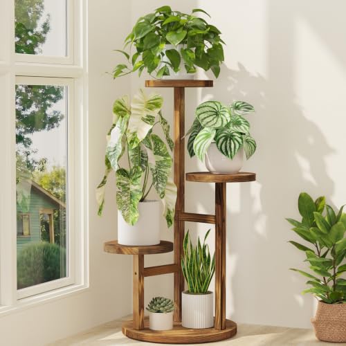 iDavosic.ly 3 Tier Plant Stand Indoor, Tiered Corner Wood Multiple Flower Holder Shelf, Tall Orchid Display Rack for Patio Porch Living Room Balcony Outdoor, Brown - color: Pine Brown, size: 3 Tiers
