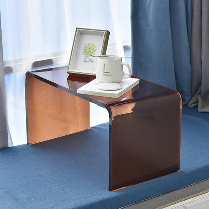 Acrylic End Table,C Shaped End Table, Acrylic Sofa Side Table, Bedside Table for Bedroom Small Simple Modern Coffee Table Suitable for Living Room - color: Brown