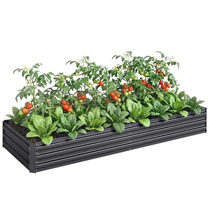 Outsunny Galvanized Raised Garden Bed, 8' x 3' x 1' Metal Planter Box, for Growing Vegetables, Flowers, Herbs, Succulents, Gray - color: Gray, size: 8' x 3' x 1'