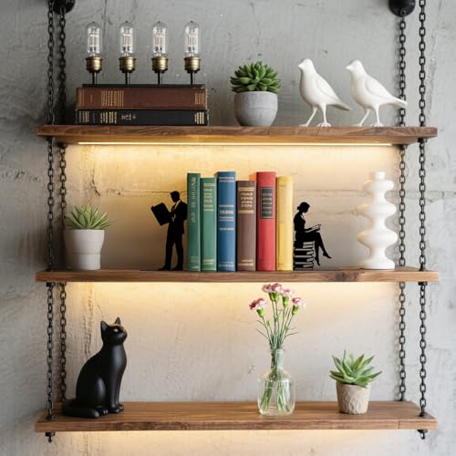 Metal Bookends Lovers Reading Book Ends for Shelves | Couple Bookends Decorative Unique Desk Bookend Black Book Stopper for Home Reading Bookshelf Decor Book Lovers Gift - style: Lovers Reading