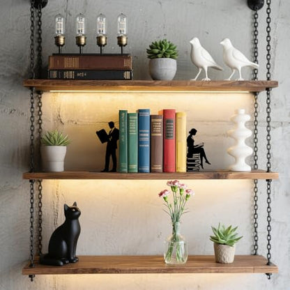 Metal Bookends Lovers Reading Book Ends for Shelves | Couple Bookends Decorative Unique Desk Bookend Black Book Stopper for Home Reading Bookshelf Decor Book Lovers Gift - style: Lovers Reading