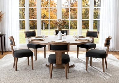 RIVOVA Mid Century Modern Dining Chairs Set of 4 Linen Fabric Upholstered Kitchen Side Chairs with Nailhead Trim, Modern Kitchen Armless Solid Wood Dining Chairs, Charcoal - color: Charcoal Nailhead