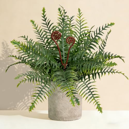 Artificial Boston Fern Potted Plants 15'' Fake Greenery Shrubs Plants in Pot for Home Office Living Room Desk Shelf Inddor and Outdoor Decoration - color: Green-1pc