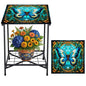 Cinnvoice Outdoor Side Table 2-Tier Storage Square Small Mosaic Patio Accent Indoor End Plant Coffee Tea Table for Yard Patio Porch Garden Living Room, Bedroom(Butterfly Style) - style: Butterfly Style