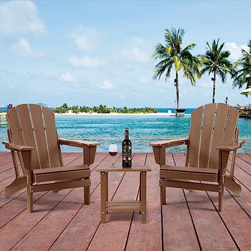 Apolimi Adirondack Outdoor Side Table, 2-Tier Sturdy Patio End Table Weather Resistant, 16.5" Solid Side Table for Patio, Pool, Porch - color: Teak