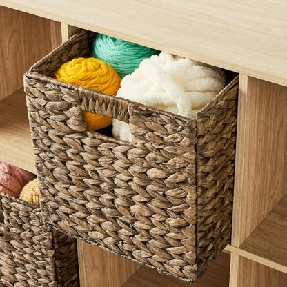 8-Cube Storage Organizer - Spring Pine Bookcase with 4 Open & 4 Closed Shelves, 11" Cubes for Bins (Sold Separately), Vertical/Horizontal Placement, 33 lb Capacity