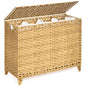 Laundry Hamper with 4 Removable Liner Bags; 176L Handwoven Rattan Laundry Basket with Lid & Heightened Feet; Clothes Hamper with Side Handles - color: Natural, size: 176L-4 Section